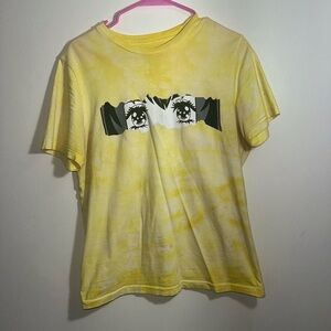 Yellow Graphic Tee with Anime Eyes